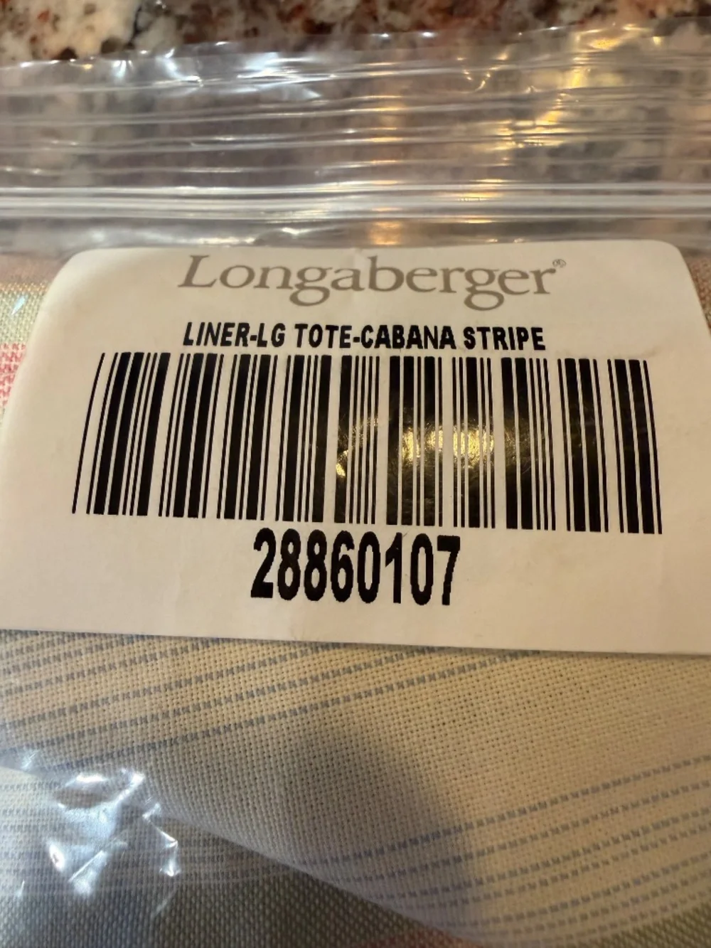 Longaberger Cabana Stripe Liner with drawstring for Large Boardwalk Basket
